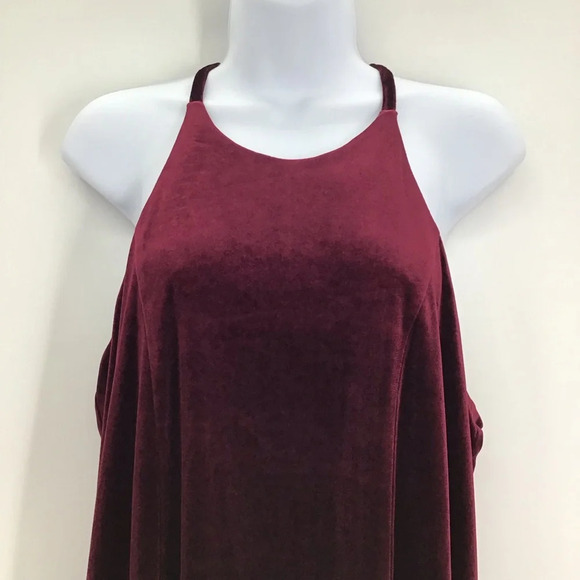 Crosby by Mollie Burch Velvet Ellie Swing Halter Style Dress Burgundy Size Med - Picture 3 of 8